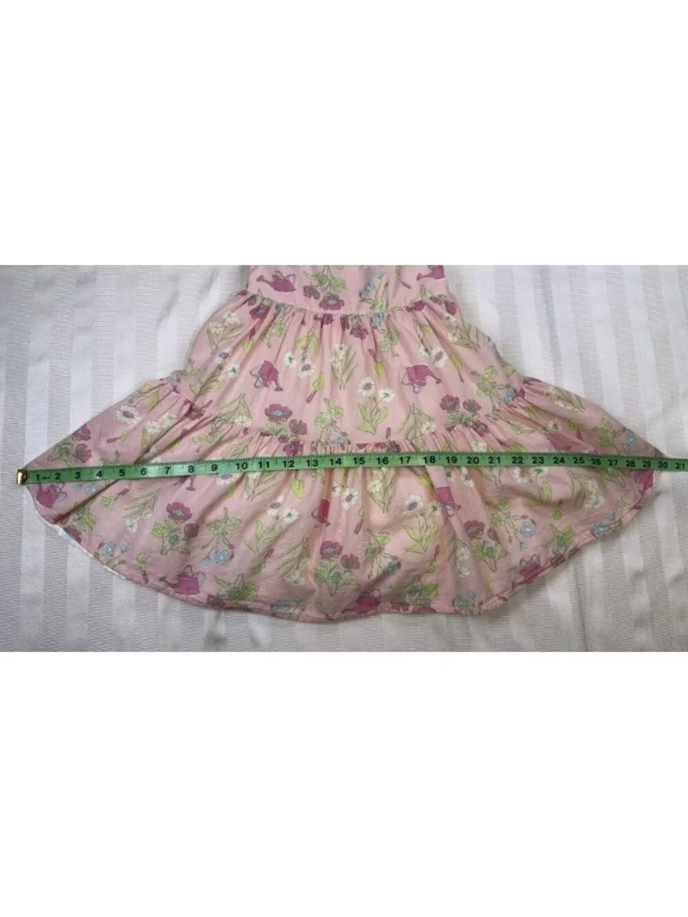 Sigrid Olsen Kids Girls Size 4 Summer Dress Pink Floral Cotton Lined Tiered